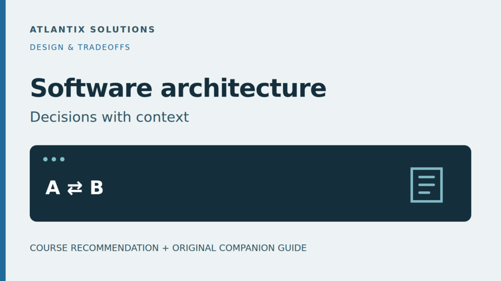 Software architecture — Decisions with context. Original Atlantix companion guide cover.